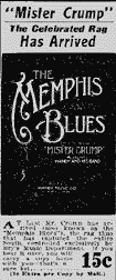 Original sheet music for the Memphis Blues