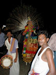 A kathakali-type person on stilts