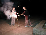 It was Vishu, a new year holiday celebrated by Hindus in Kerala.  The kids took advantage to light fireworks.