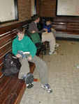 Reading in the horrible waiting room in the Cerebere, France train station
