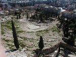 Down below is the Theatre of Dionysus. It replaced the Agora stage as the drama centre. It also replaced the Pnyx as the meeting place for the popular assembly. What is now visible is largely Roman. 