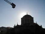 Dome of the cathedral with our constant companion, the crane