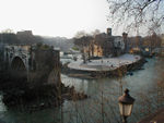 Isola Tiberina, an island in the Tiber.  It has had a hospital on it since around 300 BC.