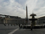 St. Peter's Square with the obelisk.  The obelisk decorated the circus that was here in Roman times and in which, legend has it, Peter was crucified.  