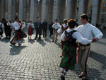 Polish folkdancers performing in the Square after playing tune and singing at the papal audience