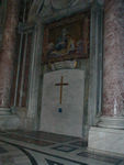 The inside of the holy door.  It is opened only every 25 years -- those are holy years.  On Christmas of the preceding year, the Pope whacks the door with a silver hammer.  It is then opened and stays open until early January.  It was open in 2000 and just cemented over a few days ago.