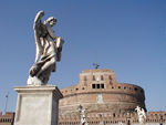 Castel S. Angelo, tomb of emperors and last resort of popes.  Ponte S. Angelo, the bridge in front of the Castel, is lined with angels designed by Bernini