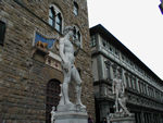 David and Hercules au naturale, i.e. in the Piazza della Signoria.  The Piazza was created when the Guelfs (see first picture) triumphed, tossed out the Ghibelline, and knocked down all their houses to create the square.  
