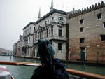 Taking the vaporetto down the Grand Canal with Ca' Balbi in front.  