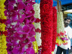 Garlands outside the Hindu temple