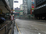 Typhoon warnings emptied the Hong Kong streets.