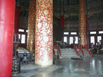 The entire structure, 125 feet high and about 100 feet in diameter, is supported by 28 massive wooden pillars. The four central columns, called the "dragon-well pillars," represent the four seasons; there are also two rings of 12 columns each, the inner ring symbolizing the 12 months and the outer ring the 12 divisions of day and night, according to a traditional system. 