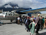 Boarding in Jomsom.  Boarding happens very fast, because everyone wants to take advantage of any window.