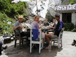 Eating with Kris and Veerle at the waterfall