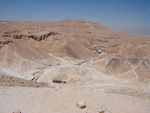 The Valley of the Kings.  You can see the parking lot on the right.  You can also see why many tourists find this place difficult - it's hot, sunny, and dry.