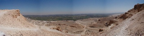 Looking from a ridge above the Valley of the Kings across the Nile Valley.  How much has come from and still comes from that narrow green strip. 