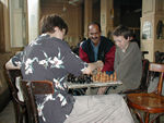 Playing chess with help from a friend at Horreyya, a wonderful coffee house on Midan Falaki