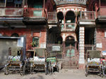 Building with rickshaws