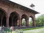 The Diwan-i-Am, or Hall of Public Audiences.  This is where the emperor would sit to hear complaints or disputes from his subjects.  
