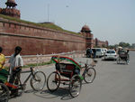 This helps give some idea of the size of the Red Fort.  This shows about half of one side.