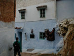 Typical building with Andalusian blue and whitewash