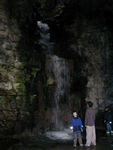 Grotto with fake waterfall