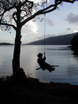 Maggie swinging on the bank of Loch Lomond