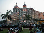 Taj Mahal Hotel built in 1903 by the Parsi industrialist JN Tata, supposedly after being refused entry to a european hotel.  JN was the founder of what became India's largest industrial aggregation.  In 1991, the Tata family controlled more than 80 companies that the empire comprised generated approximately $4 billion annually.  We see the name everywhere.