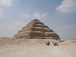 Step pyramid of Doser.   Constructed by Imhotep in 27 BC, this was the largest stone structure ever built.  Until Imhotep royal tombs were underground rooms with an occasional mud-brick mastaba on the top.