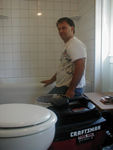 T. Kramer at work on our bathroom restoration