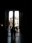 Looking out the door of the Pantheon