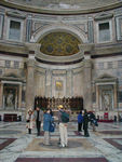 Inside of the Pantheon, converted in 608 to the Church of All  Martyrs.  The renaming of the Pantheon helped it survive most of the predations of the Christians.