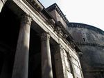 The front of the Pantheon and how it joins the cylinder that contains the dome