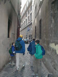 Walking down a narrow street