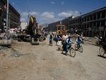 Building a big road through the north side of old Lhasa, and right in front of our hotel