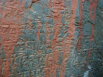 Lama stone smeared with paint