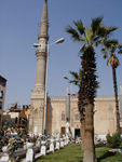 Mosque of Syyidna al-Hussein, on Midan Hussein.  The Mosque supposedly contains one of the most holy relics of Islam: the head of Al-Hussein, grandson of the prophet.  It was brought here in a green silk bag, 500 years after his death, in 1153.  Al-Hussein was killed in a battle against the group that later became the Sunni muslims and is a Shi'ite martyr.  90% of all Muslims are Sunnis.
