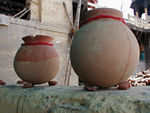 Water pots to carry Ganges water to a temple 