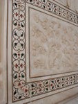 As in the Red Fort, the decorations incorporate detailed floral reliefs.