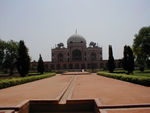 By Maggie - Humayun's Tomb was built in the mid-16th Century by Haji Begnum, Humayun's senior wife.  The Taj Mahal is essentially a refinement of this design.  