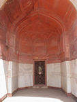 By Maggie - the use of red sandstone and white marble anticipates the buildings at the Red Fort built by Shah Jahan