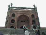 The mosque is built from the same red sandstone as the Red Fort