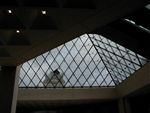 Looking up out of the Pei pyramid at the Louvre